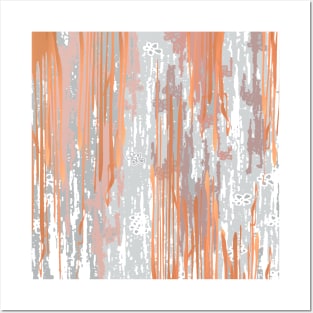 Abstract ink. modern. grey. orange. metalic. Posters and Art